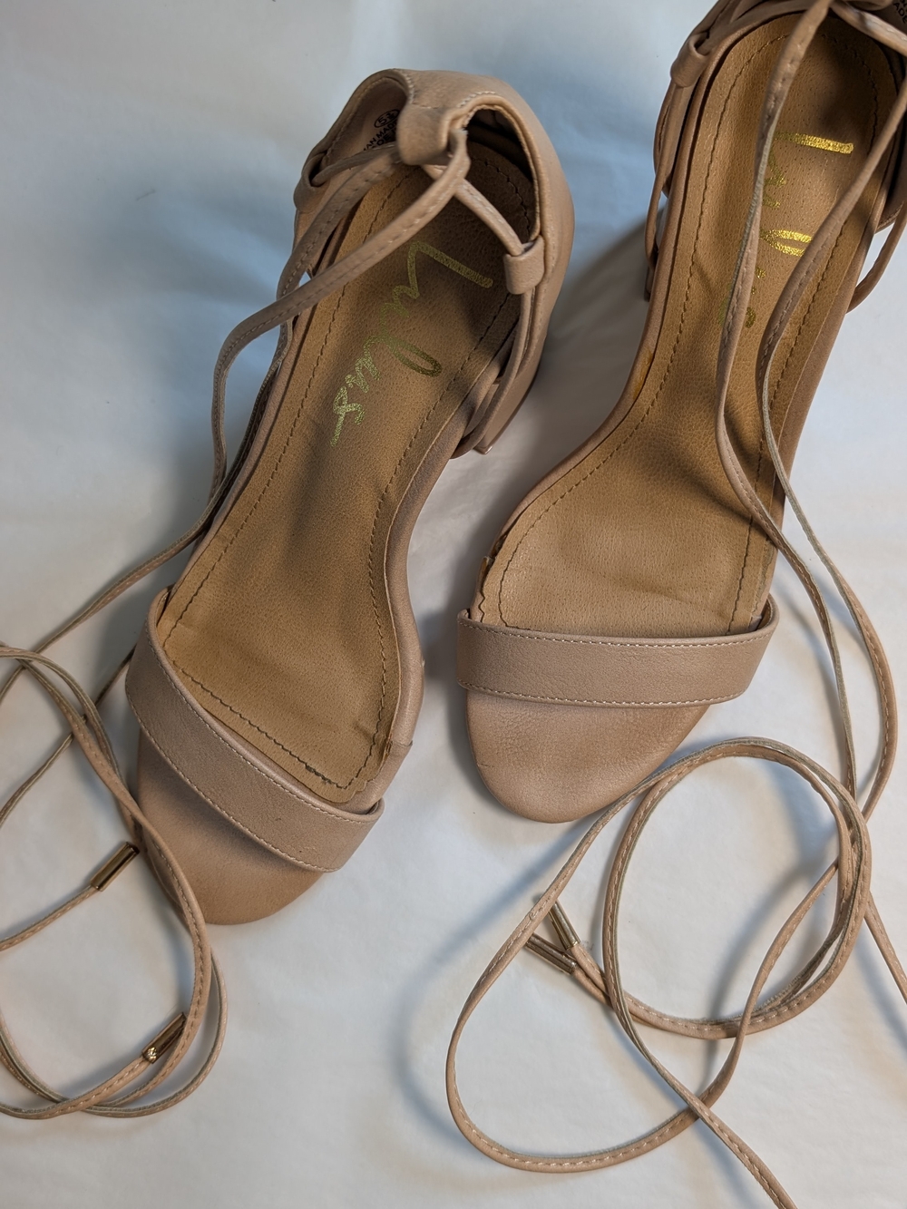 Lulus Beige Lace-Up Heels Size US5.5 EU36.5